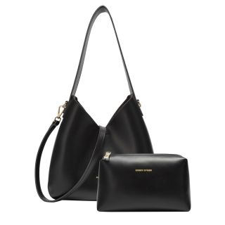 Every Other Dual Strap Slouch Shoulder Bag in Black