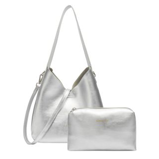 Every Other Dual Strap Slouch Large Bag in Silver  