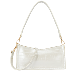 Every Other Top Zip Baguette Bag in Croc Silver 