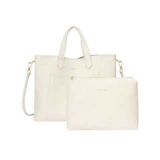 Every Other Twin Pocket Wide Tote in Off White 