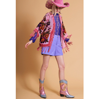 Jayley Devore Kimono in Deep Pink