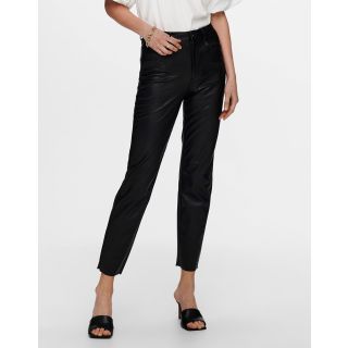 Only Emily Faux Leather Ankle Trousers in Black