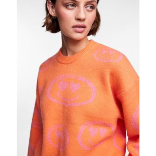 Pieces Danni Loose Knit Jumper in Hot Pink