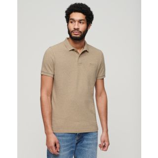 Superdry Classic Pique Polo in Tan Brown Fleck Marl