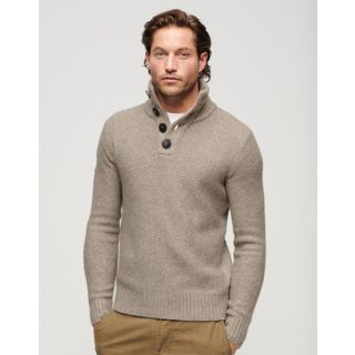 Superdry Chunky Button Jumper in Desert Taupe Beige Marl