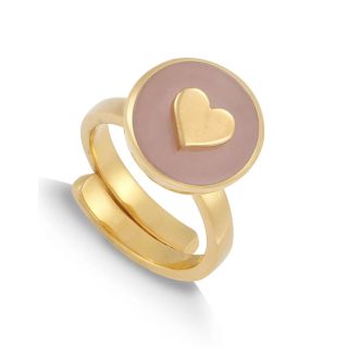 SVP Stellar Midi Ring in Heart Rose Quartz Gold