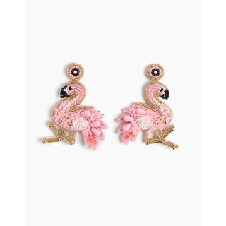 America and Beyond Flamingo Beaded Earrings in Pink