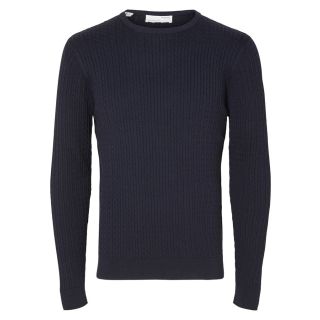 Selected Homme Berg Cable Knit Jumper in Navy