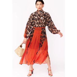 Jayley Silk Blend Leopard Maxi Dress in Orange