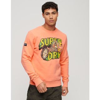 Superdry Motor Retro Graphic Sweater in Fusion Coral