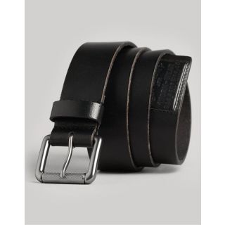 Superdry Badgeman Leather Belt in Black