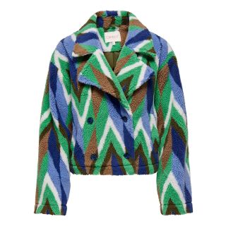 Only Annlo Teddy Jacket in Blue and Green