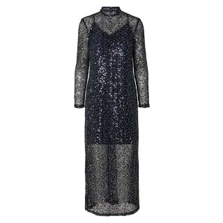 Selected  Femme Annie Sparkly Sequin Dress in Navy