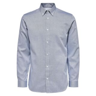 Selected Homme Formal Shirt in White and Blue Structure