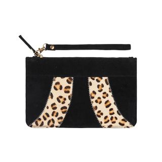 Eb and ive Helena Clutch Bag in Black and Leopard