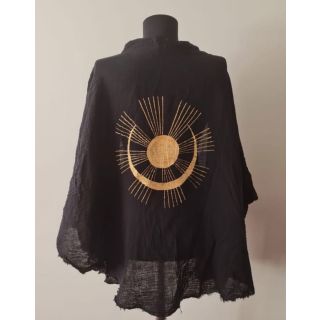 Moa Design Golden Large Moon Phase Organic Kimono in Black