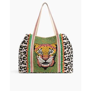 America and Beyond Forestry Leopard Embellished Tote
