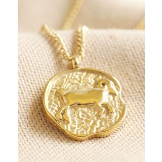 Round Aries Pendant Necklace - Gold