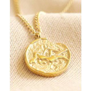 Round Virgo Pendant Necklace - Gold