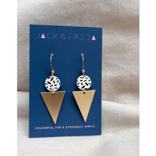 Jack and Freda Lola Triangle Earrings in Ivory Spot 