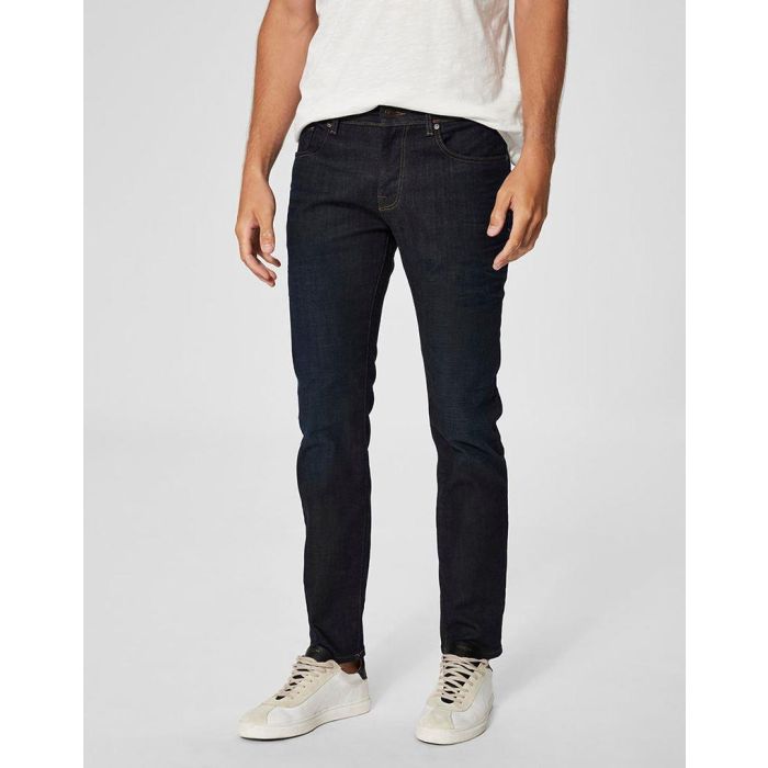 selected homme italian cotton denim jeans in dark blue