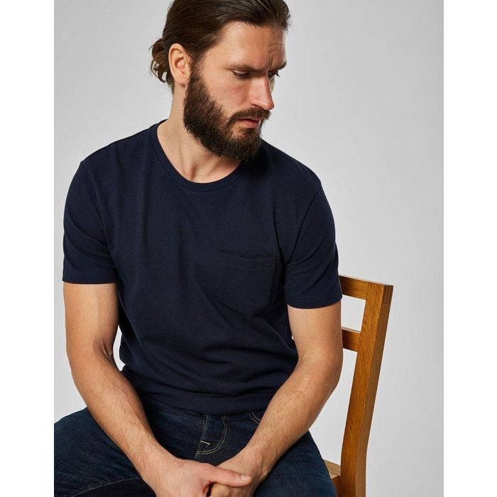 selected homme textured knit tee in navy