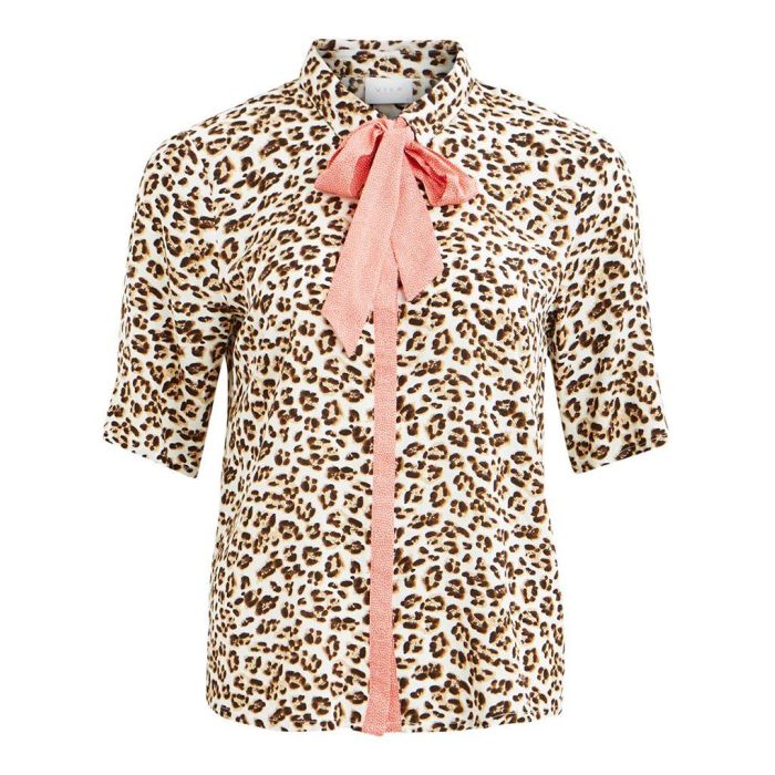 Leopard Print Shirt with Pink Tie