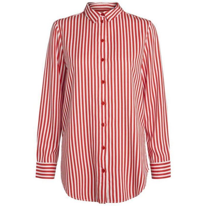 Pieces Ilora Long Shirt in Flame Scarlet Stripes