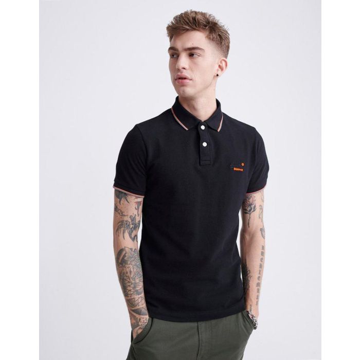 superdry polo shirt in black