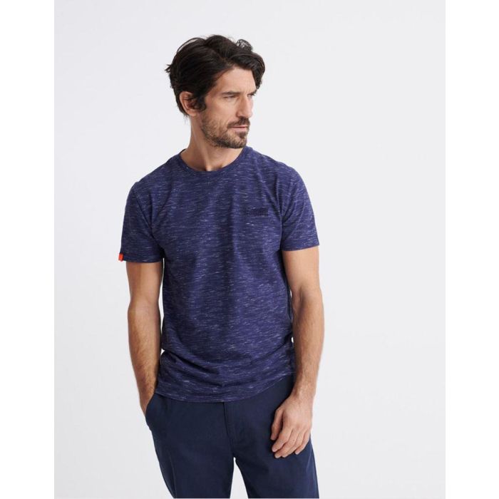 superdry vintage embroidery t-shirt in mariner navy space dye