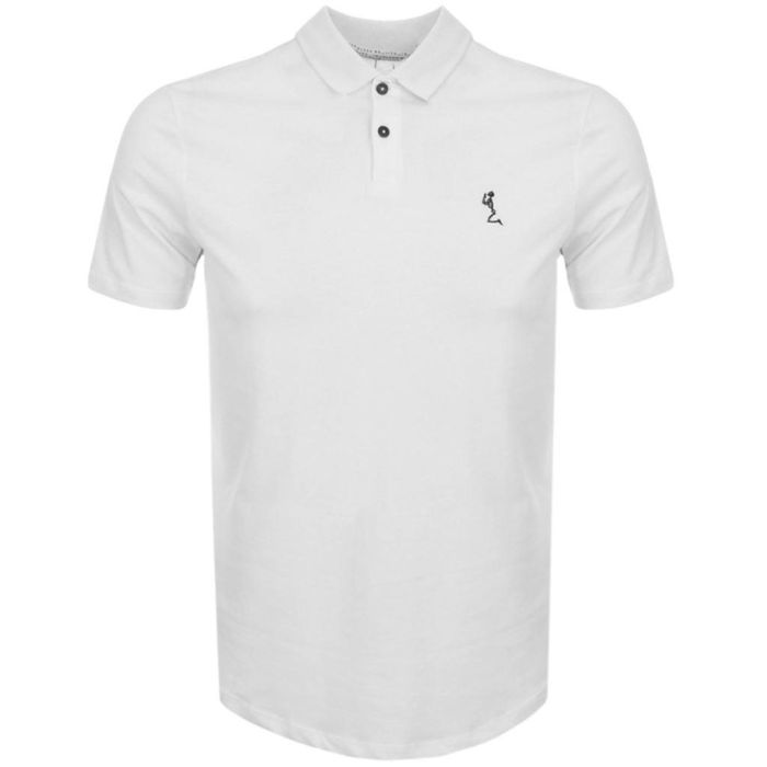 religion curved hem polo top in white