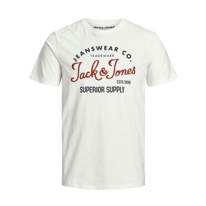 jack and jones basic cotton logo tee in white