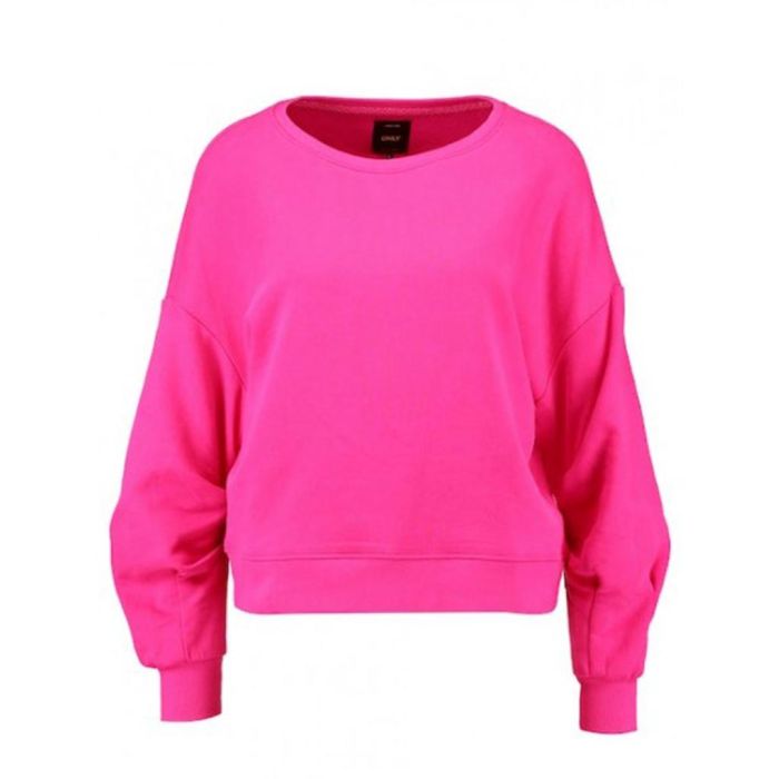 Only Wrincle Oversized Sweatshirt in Fuschia Pink 