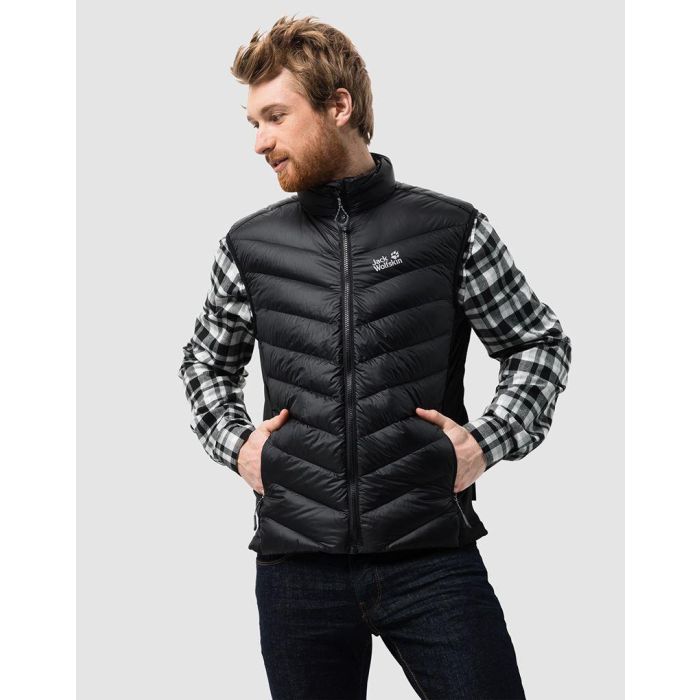 mens jack wolfskin quilted down gilet in black