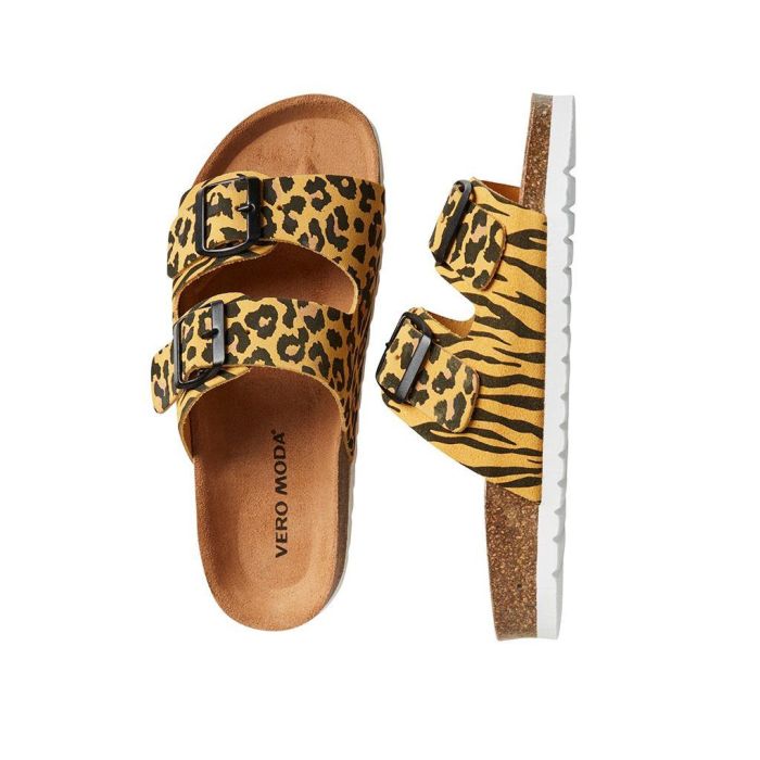 Investere Radioaktiv etnisk Vero Moda Alda Leather Slider Sandals in Leopard