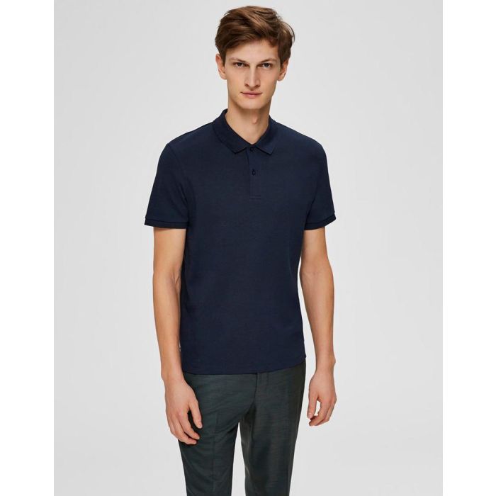 selected homme paris polo shirt in dark sapphire 