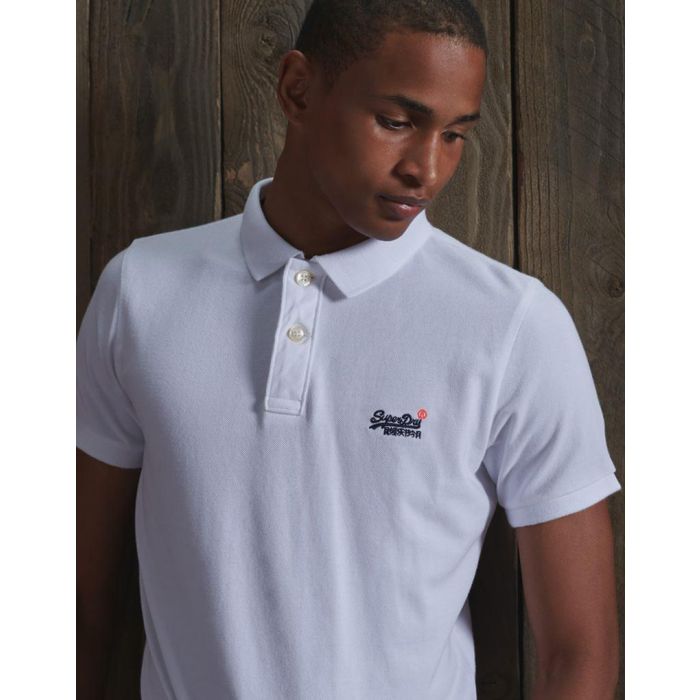 Mens Superdry Classic Pique Polo Top in Optic White - Mens UK Superdry  Stockist