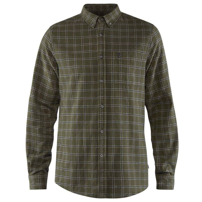 fjallraven ovik flannel shirt in deep forest green