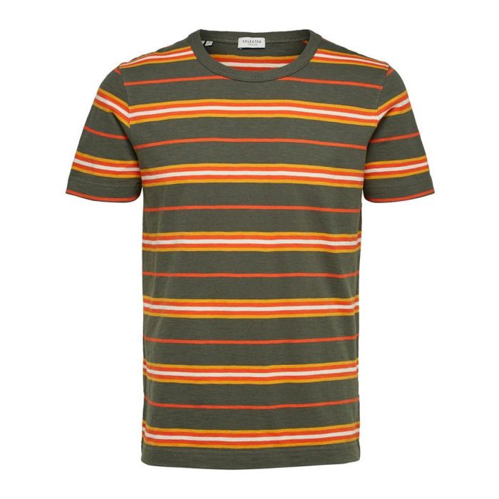 selected homme jake stripe t-shirt in beetle 