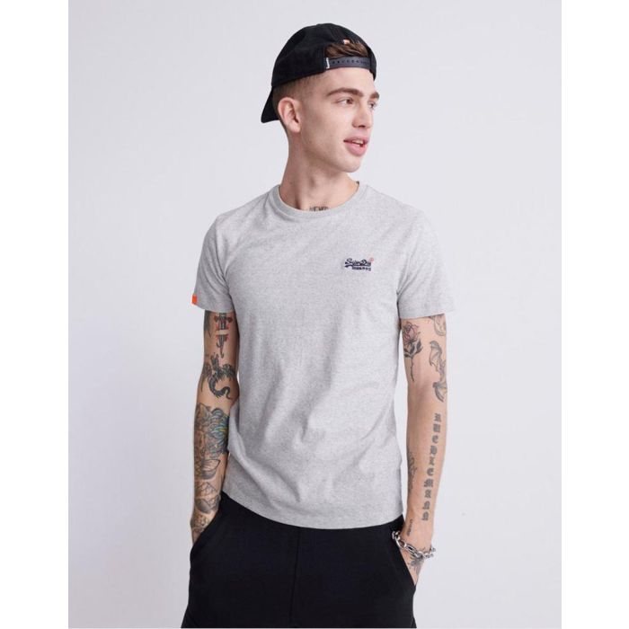 mens superdry vintage embroidery t-shirt in silver glass