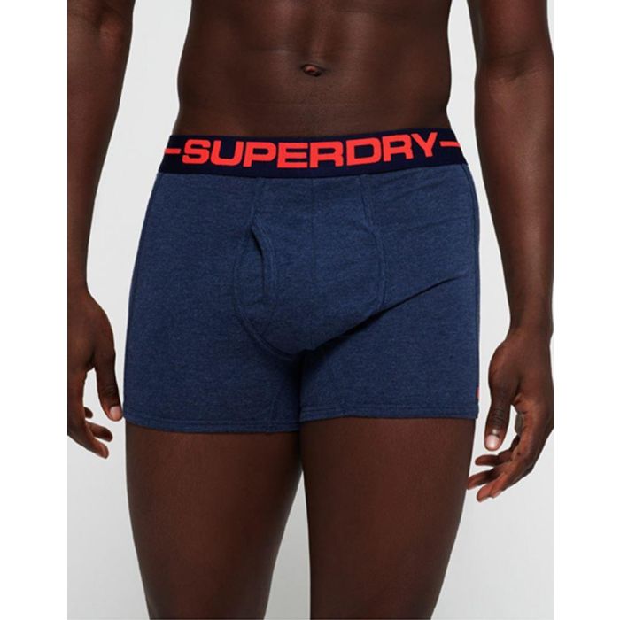 superdry double boxer pack in navy and marine blue