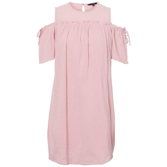 Vero Moda Crepe Cold Shoulder Pink Mini Dress