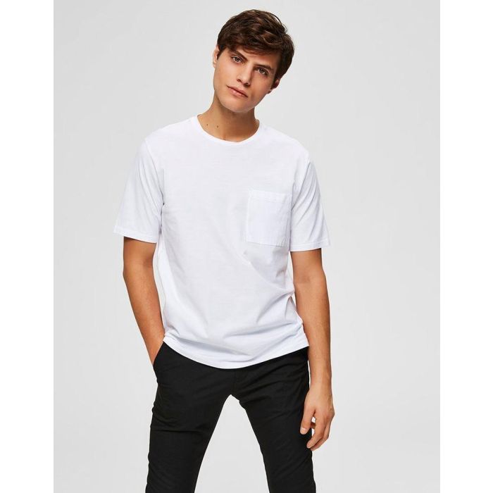 selected homme loui tee in bright white