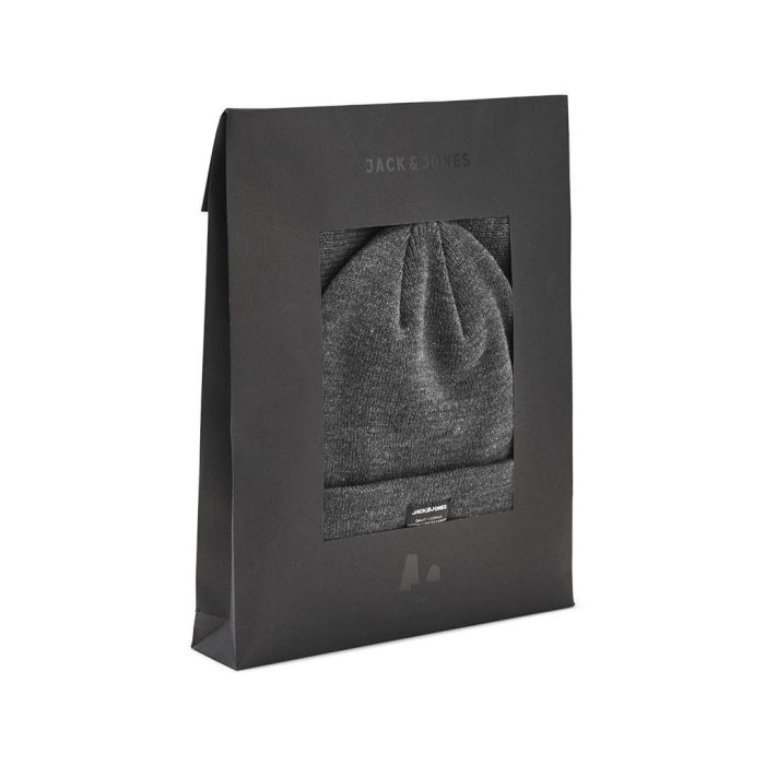 Jack and Jones DNa scarf and beanie hat gift set in grey melange 