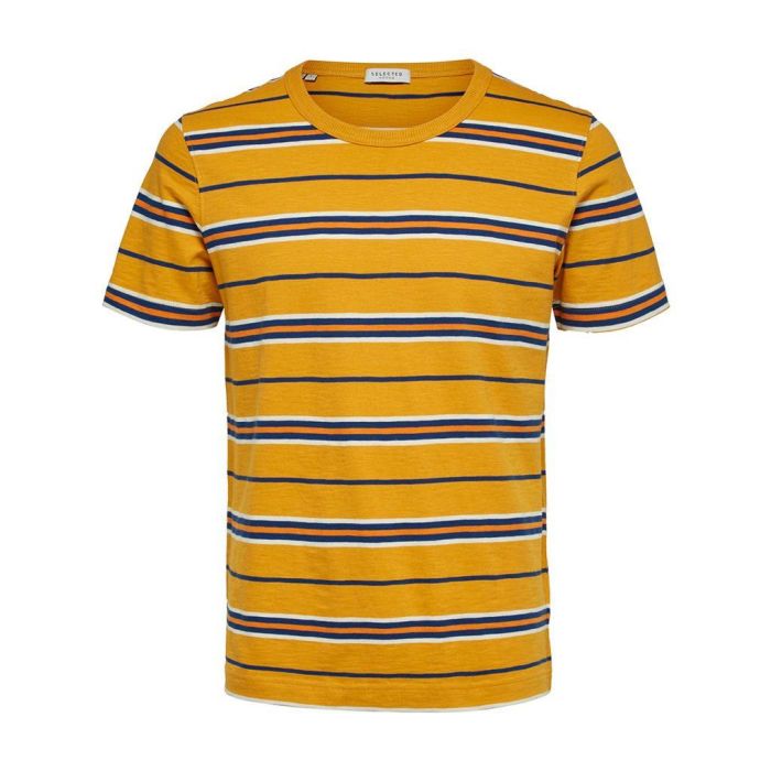 selected homme organic cotton t-shirt in sunflower yellow