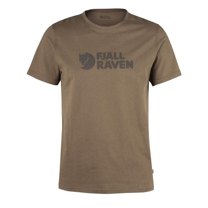 fjallraven logo t-shirt in tarmac brown