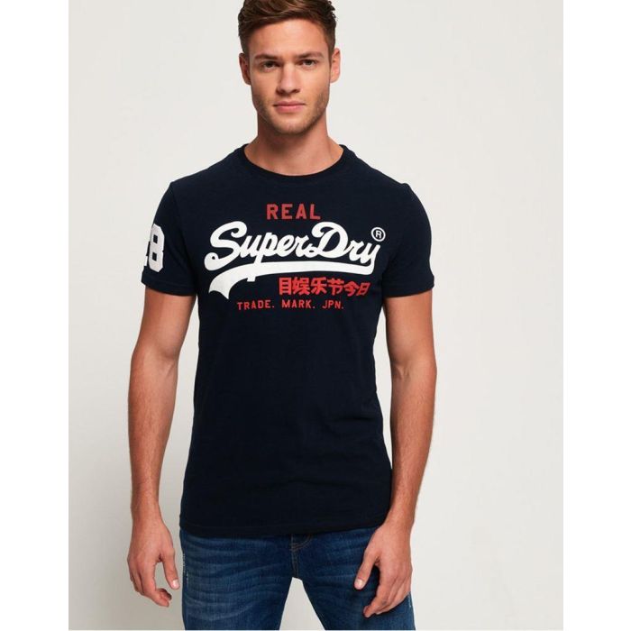 superdry vintage tri logo t-shirts in navy