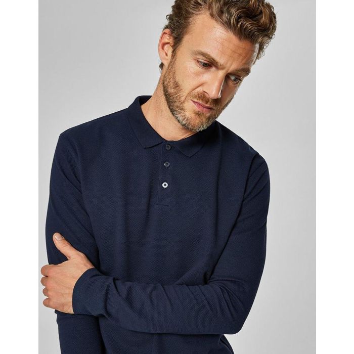 long sleeved polo shirt in navy