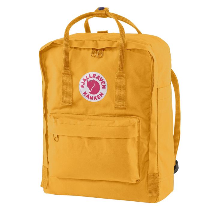 fjallraven kanken backpack in warm yellow