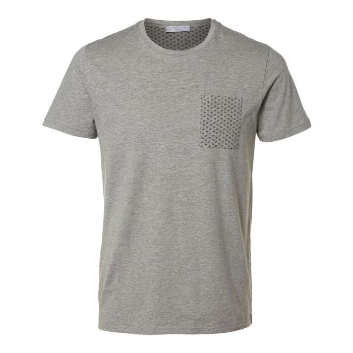 Selected homme Sotan Short Sleeved T-shirt in Grey Melange